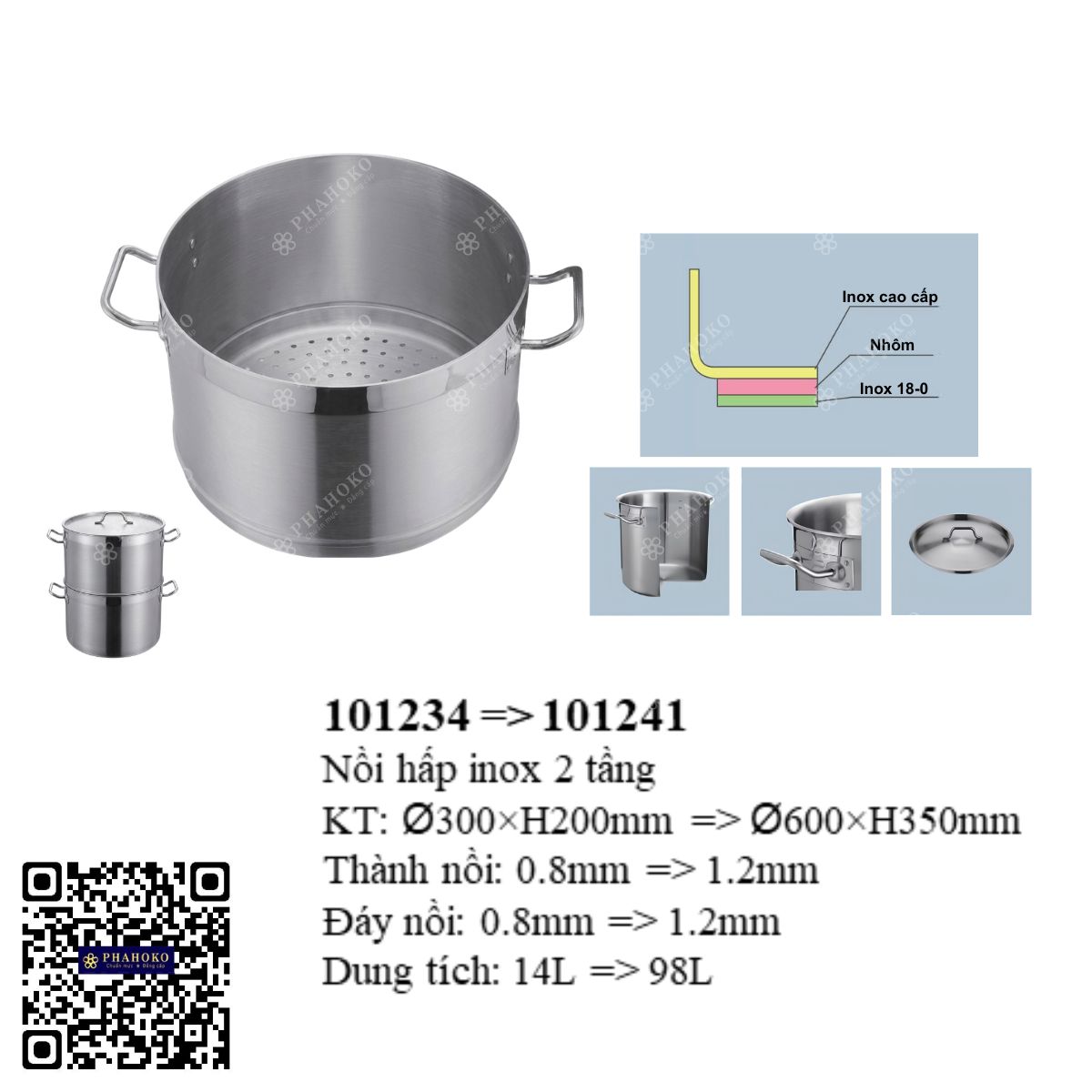 Nồi Hấp Inox 2 Tầng