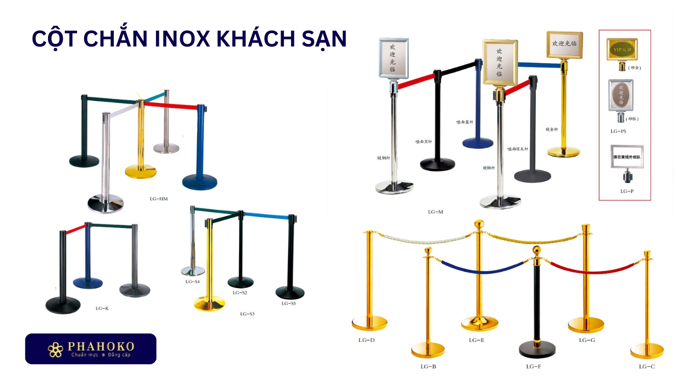 CỘT CHẮN INOX KHÁCH SẠN