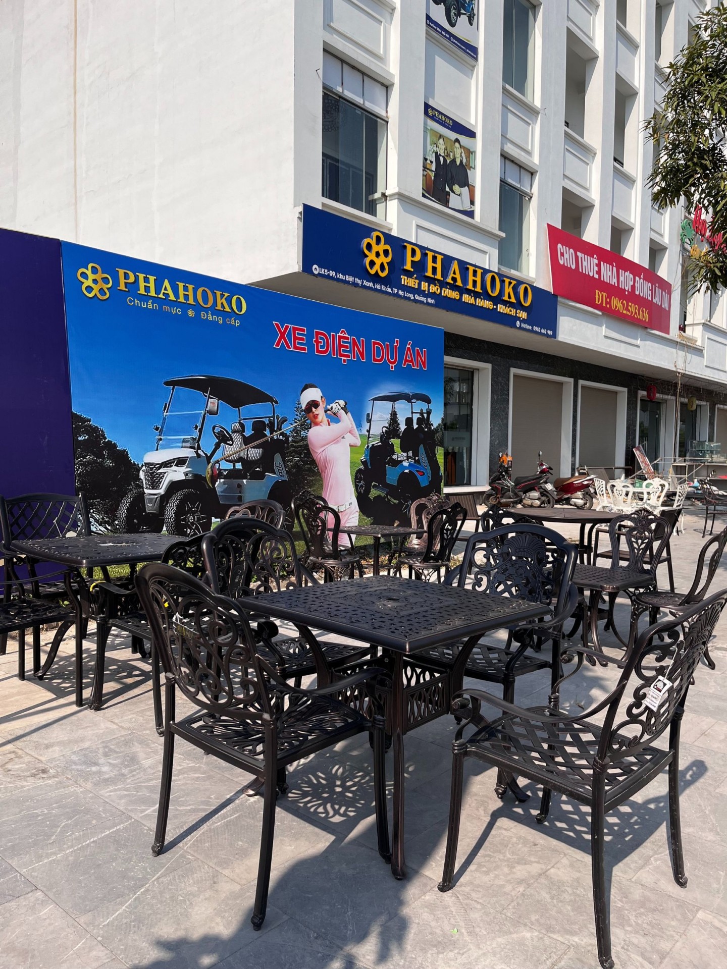 bàn ghế nhôm đúc ngoài trời