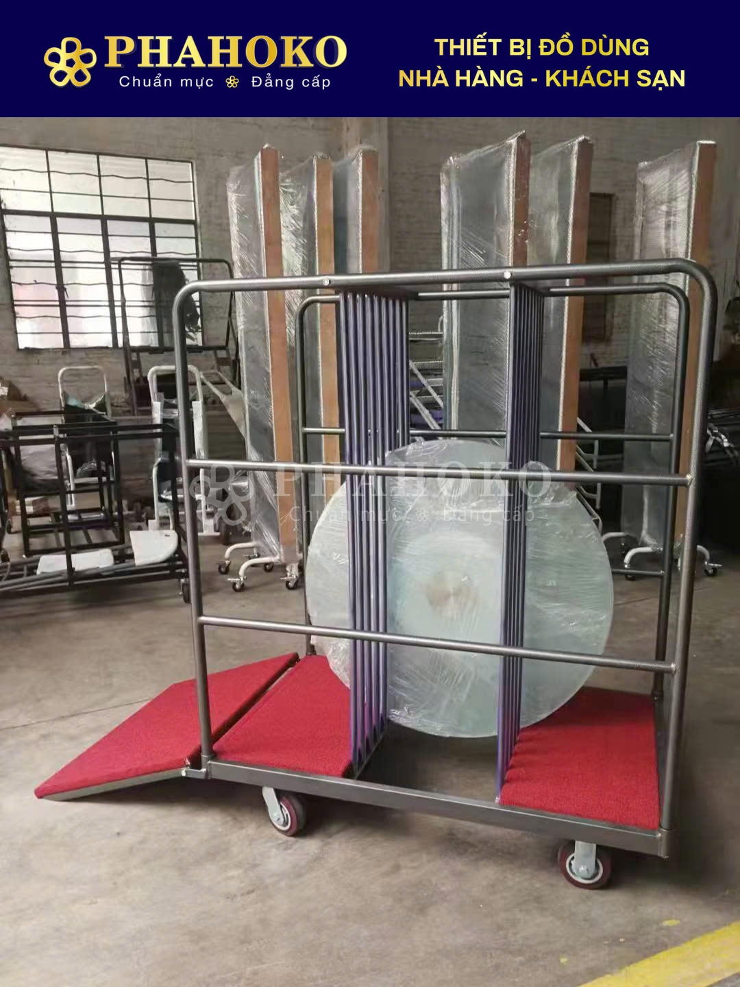 xe đẩy kính mâm xoay phahoko